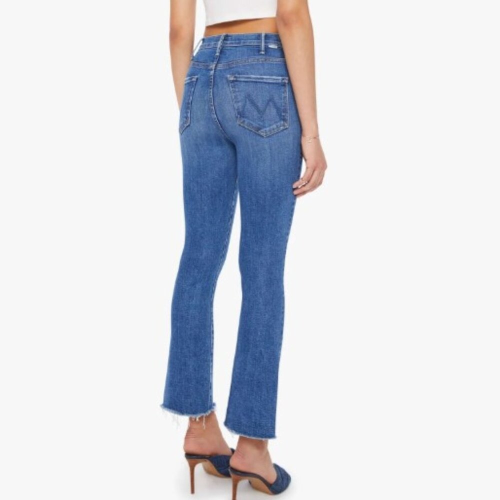 NEW MOTHER The Hustler Ankle Fray Jeans “No Promises” Blue Wash Size 26 - Picture 12 of 14